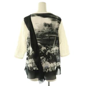 MORABITO プルミエ プリーツ加工バックプリントカットソー 38 ホワイト ブラック /ES OS