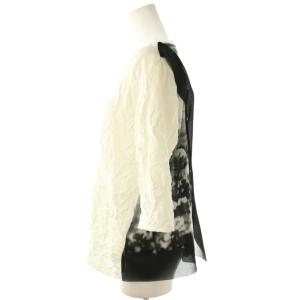 MORABITO プルミエ プリーツ加工バックプリントカットソー 38 ホワイト ブラック /ES OS