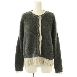 プルミエ 裾フレアモヘヤ混ニットカーディガン 38 ダークグレー グレージュ /DO OS