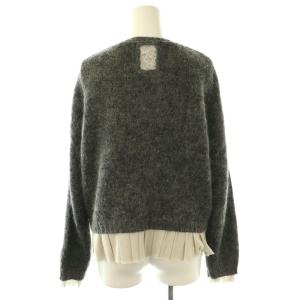 MORABITO プルミエ 裾フレアモヘヤ混ニットカーディガン 38 ダークグレー グレージュ /DO OS