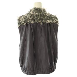 MORABITO ブラン フロントファーデザインWジップベスト 38 チャコールグレー アイボリー /ES OS