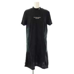 EDITION 裾プリーツ 半袖ワンピース ミニ 1 黒 ブラック /AT OS