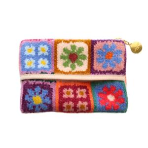 FEILER ラブラリーバイ LOVERARY BY ティッシュポーチ フラワーパッチ マルチカラー 紫 パープル オレンジ