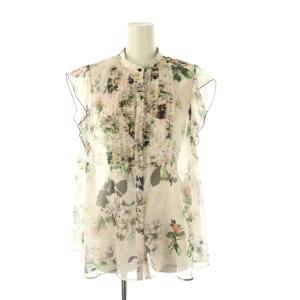 25AW bouquet プリント ミニフリルブラウス 38 coral