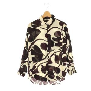 RAYON LEAF PRINT SHIRT シャツ 長袖 F オフホワイト バーガンディー /DF OS