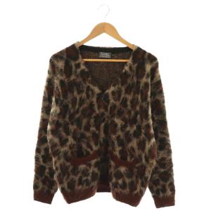 起毛 カーディガン ニット レオパード ヒョウ柄 S ブラウン /DF OS SH