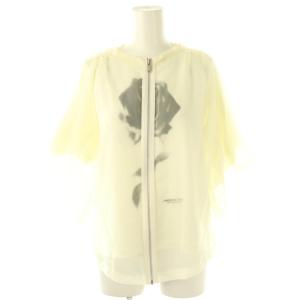 24SS デザインプリントTシャツ オーガンジー 五分袖 チュール 2 アイボリー /AT OS