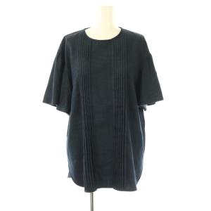 vingt-trois 23SS デニムライクシャンブレー ピンタック ブラウス 半袖 38 ダークネイビー