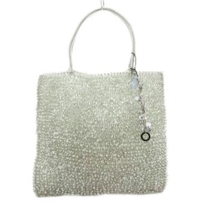 スタンダード スクエア ワイヤーハンドバッグ 肩掛け フラワーモチーフ PVC 白 ホワイト /GV