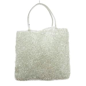 ANTEPRIMA スタンダード スクエア ワイヤーハンドバッグ 肩掛け フラワーモチーフ PVC 白 ホワイト /GV