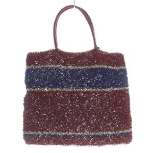 トリコロール スクエア ワイヤーバッグ ハンドバッグ 赤 レッド 青 ブルー /SR14