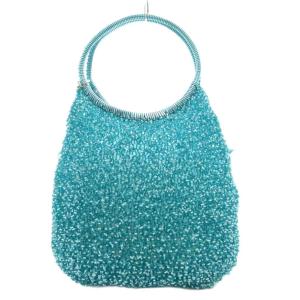 スタンダード ラウンド ワイヤーハンドバッグ 肩掛け PVC 水色 ライトブルー /GV