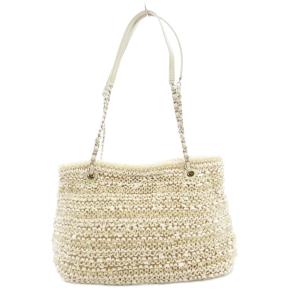 ANTEPRIMA オッキエッロ ワイヤーハンドバッグ チェーンショルダー 肩掛け PVC ベージュ /GV