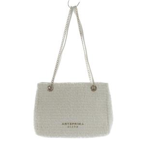 MISTO ツイード ショルダーバッグ ハンドバッグ ロゴ 白 ホワイト /SR