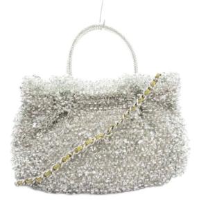 ワイヤーグリッターハンドバッグ チェーンショルダー 2WAY 斜め掛け PVC シルバーカラー /GV