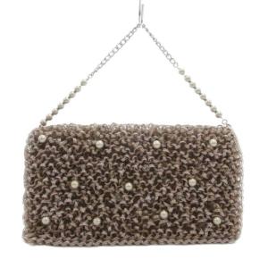 ミスクリオパール 二つ折り長財布 チェーン付ウォレット ワイヤー PVC ベージュ /GV