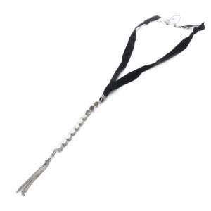 LANVIN コレクション ビジュー ベロアリボン ネックレス F 黒 ブラック /SR