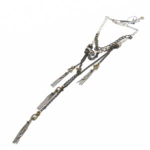 LANVIN コレクション チェーン ロングネックレス F シルバー色 茶色 ブラウン /SR