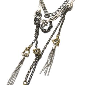 LANVIN コレクション チェーン ロングネックレス F シルバー色 茶色 ブラウン /SR