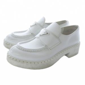 チョコレート ブラッシュドレザー ローファー 36 ホワイト 1D246M