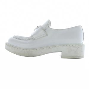 PRADA チョコレート ブラッシュドレザー ローファー 36 ホワイト 1D246M