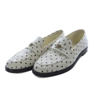  24SS ローファー ココマーク ドット柄 36C ホワイト