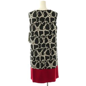 GRACE CONTINENTAL ビッグフラワー刺繍配色ワンピース ひざ丈 ノースリーブ 38 ブラック マルチカラー /DF OS