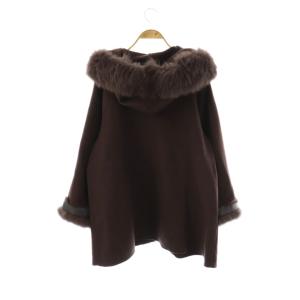 GRACE CONTINENTAL ポンチョ風トリミングコート フォックスファー 36 ブラウン
