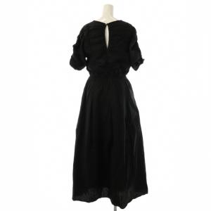 NE QUITTEZ PAS! Cotton Dobby Check Shirring Dress ワンピース ロング M ブラック /DF