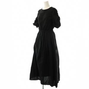 NE QUITTEZ PAS! Cotton Dobby Check Shirring Dress ワンピース ロング M ブラック /DF