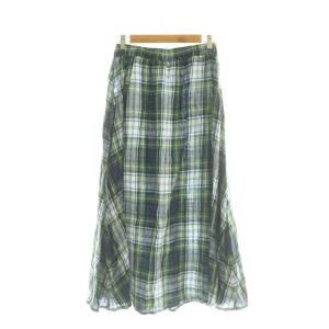 O'NEIL OF DUBLIN リネン キルトスカート ギャザー マキシ ロング 40 紺 ネイビー 緑 グリーン /AT OS