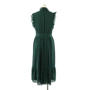 kate spade new york ドット柄 フリル ノースリーブ ワンピース ミモレ ロング 0 紺 ネイビー /AT OS