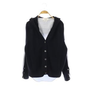 シャツドッキング フーデットカーディガン 40 ネイビー ライトブルー