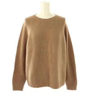 クルーネックニット セーター 長袖 アルパカ混 S キャメル /DF OS