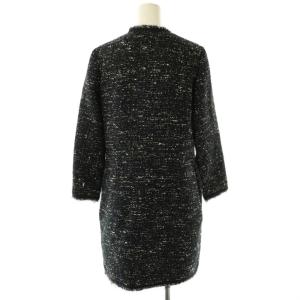 GIAMBATTiSTA VALLi ツイードロングジャケット ノーカラージャケット 38 ネイビー ブラック /DF OS