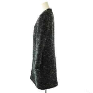 GIAMBATTiSTA VALLi ツイードロングジャケット ノーカラージャケット 38 ネイビー ブラック /DF OS