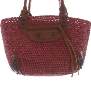 BALENCIAGA ラフィア かごバッグ ボルドー ブラウン 236741