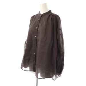 Framework 25SS ラミーランタンスリーブバンドカラー シャツ 七分袖 F 茶 ブラウン /AT OS