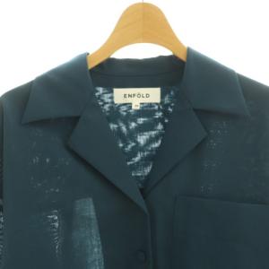 ENFOLD 25AW OPEN-COLLAR CROPPED SHIRT 38 ダークブルー