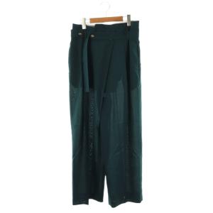 25AW BELT WIDE-STRAIGHT TROUSERS 38 ブルーグリーン