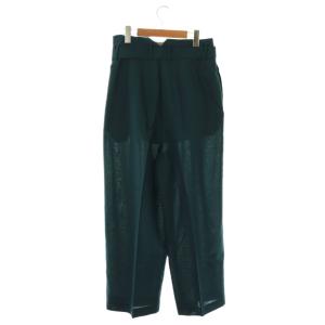 ENFOLD 25AW BELT WIDE-STRAIGHT TROUSERS 38 ブルーグリーン