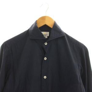 GIANNETTO 長袖シャツ スタンドカラー 紺 ネイビー /AT OS