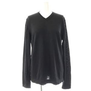 シルク混ニット セーター プルオーバー Vネック 46 黒 /CX OS