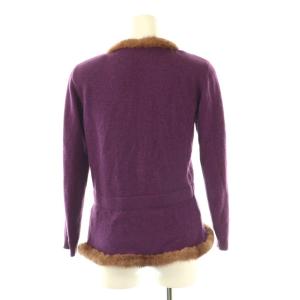 VALENTINO ミンクファー付ニットカーディガン アンサンブル キャミソール カシミヤ混 紫 /CX OS