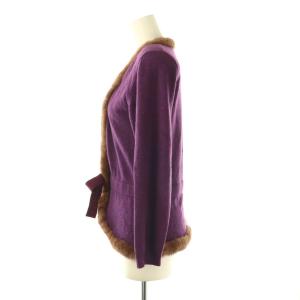 VALENTINO ミンクファー付ニットカーディガン アンサンブル キャミソール カシミヤ混 紫 /CX OS
