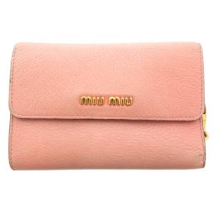 マドラス 三つ折り財布 ウォレット ロゴ レザー ピンク /AE SH