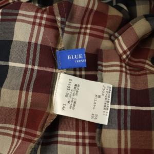 BLUE LABEL CRESTBRIDGE シアークレストブリッジタータンチェックシャツブラウス 五分袖 スクエアネック 38 アオ /MY OS