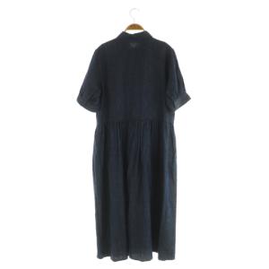 GRANDMA MAMA DAUGHTER パフスリーブシャツワンピース デニム ロング 半袖 1 ネイビー /MY OS