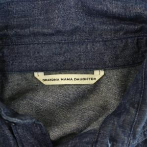 GRANDMA MAMA DAUGHTER パフスリーブシャツワンピース デニム ロング 半袖 1 ネイビー /MY OS