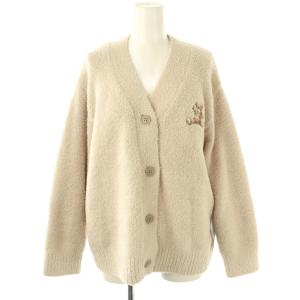 HOME 24AW ワンポイントベア刺繍 ニット カーディガン ルームウェア F ベージュ /AT OS
